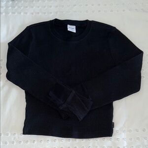 Aritzia TNA Ribbed Cropped Long Sleeve Top – XS, Black, Soft Stretchy Knit